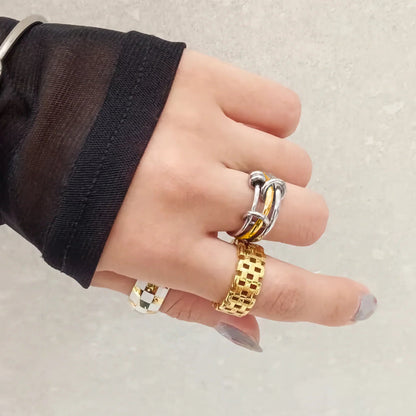 [Echo Fine]Gabriela Two-Tone Ring Stack