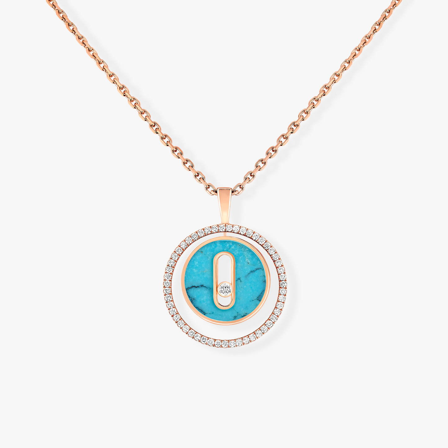 [ECHO]LUCKY MOVE 1 DIAMOND TURQUOISE PINK GOLD DIAMOND NECKLACE