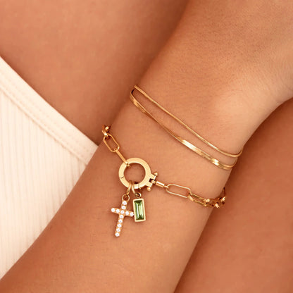 [Echo Fine]Annabella Birthstone Cross Bracelet