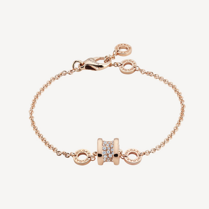 [ECHO ]ZERO 1 SOFT PINK GOLD WITH PAVED DIAMONDS ON THE SPIRAL BRACELET
