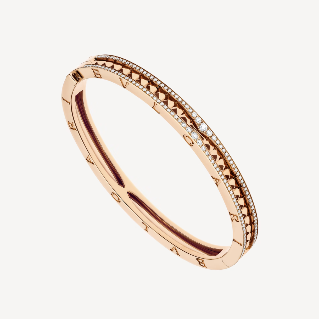 [ECHO ]ZERO 1 SPIRAL AND PAVED DIAMOND PINK GOLD BRACELET