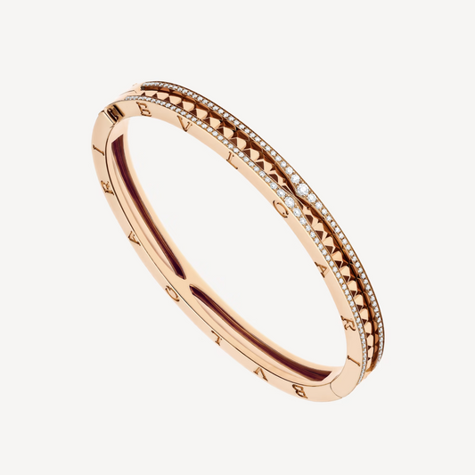 [ECHO ]ZERO 1 SPIRAL AND PAVED DIAMOND PINK GOLD BRACELET