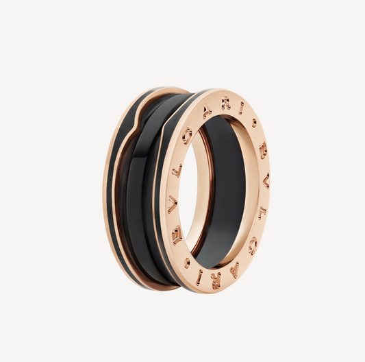 [ECHO ]ZERO 1 TWO-BAND WITH MATTE BLACK CERAMIC PINK GOLD RING