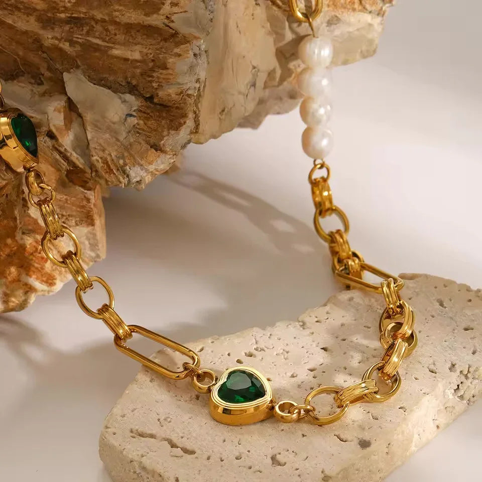 [Echo Fine]Melanie Emerald Pearl Bracelet