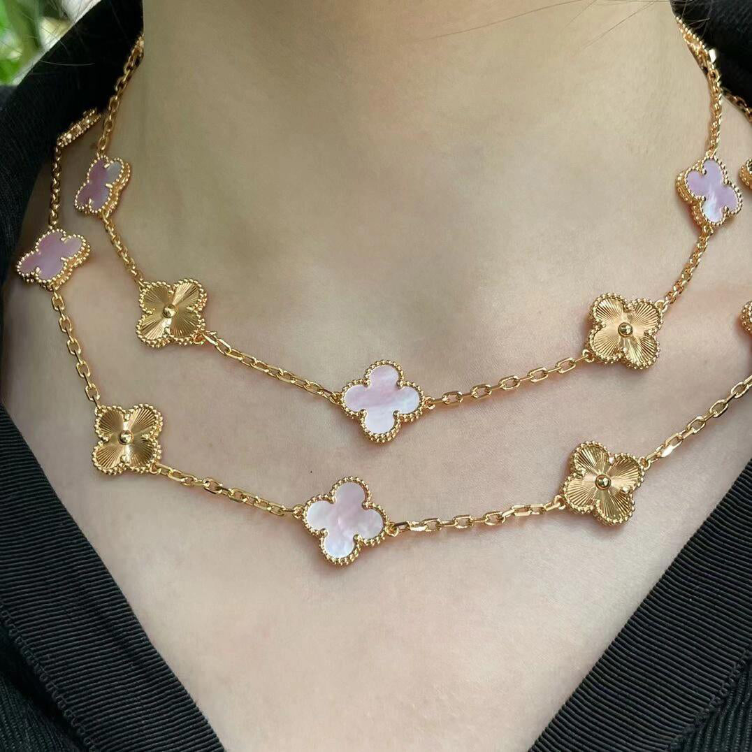 [ECHO ]CLOVER 20 MOTIFS LASER PINK MOP NECKLACE