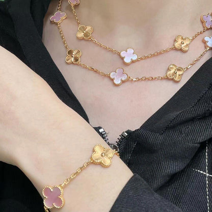 [ECHO ]CLOVER 20 MOTIFS LASER PINK MOP NECKLACE