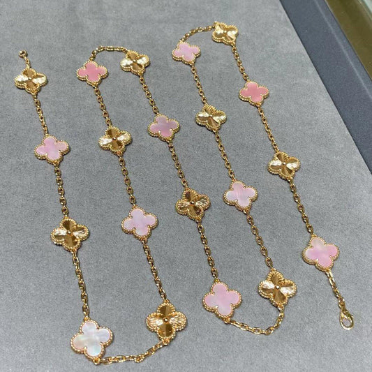 [ECHO ]CLOVER 20 MOTIFS LASER PINK MOP NECKLACE
