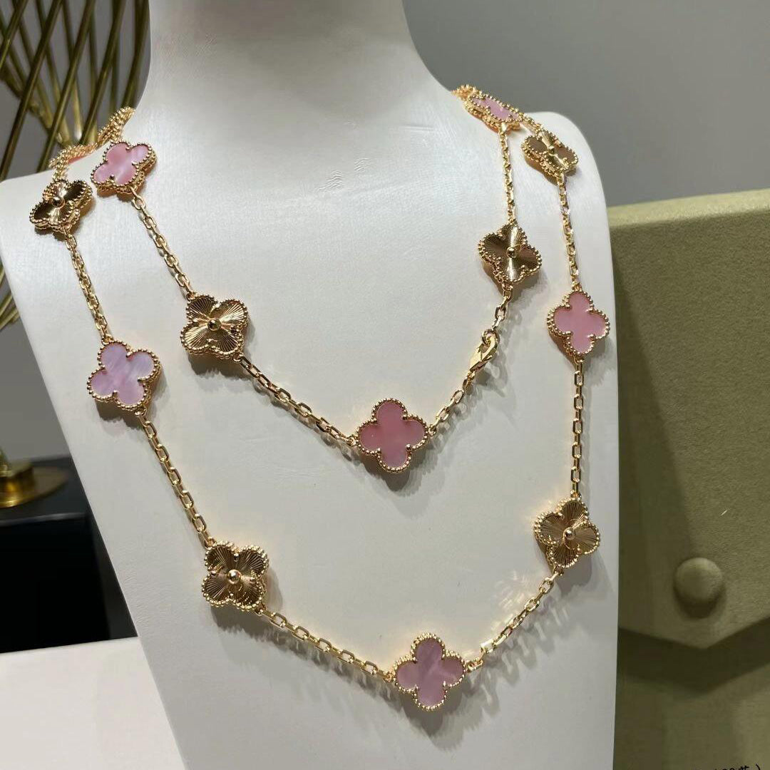 [ECHO ]CLOVER 20 MOTIFS LASER PINK MOP NECKLACE