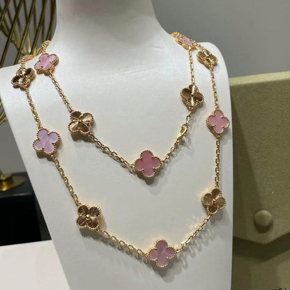 [ECHO ]CLOVER 20 MOTIFS LASER PINK MOP NECKLACE