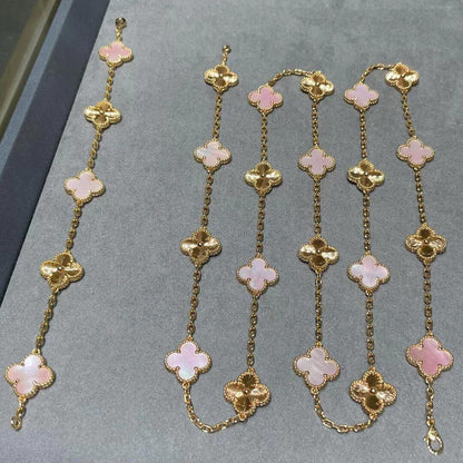 [ECHO ]CLOVER 20 MOTIFS LASER PINK MOP NECKLACE