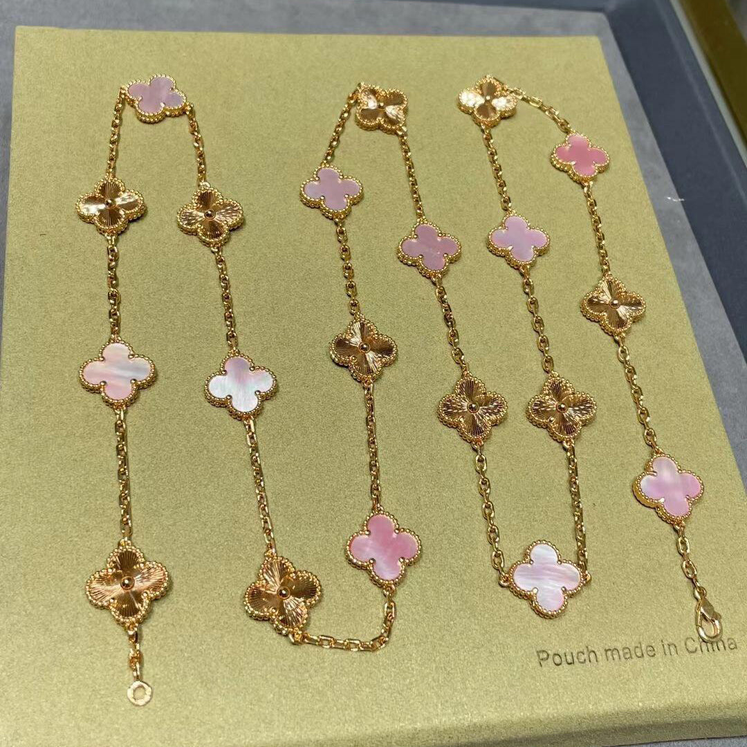 [ECHO ]CLOVER 20 MOTIFS LASER PINK MOP NECKLACE