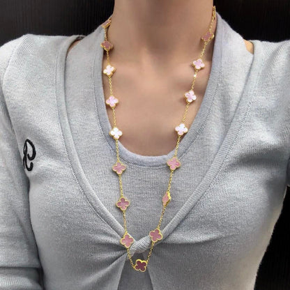 [ECHO ]CLOVER 20 MOTIFS PINK MOP NECKLACE
