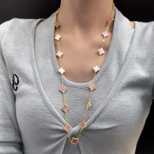 [ECHO ]CLOVER 20 MOTIFS PINK MOP NECKLACE