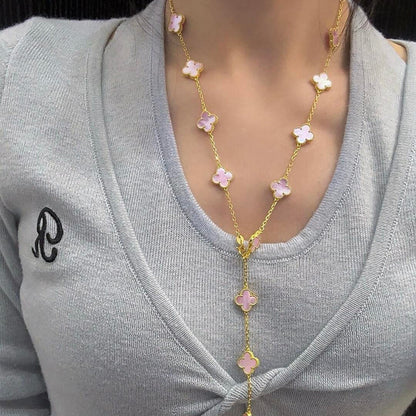 [ECHO ]CLOVER 20 MOTIFS PINK MOP NECKLACE
