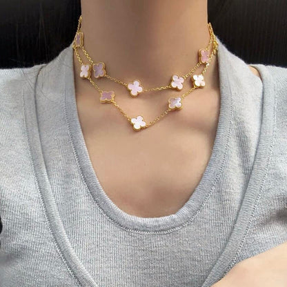 [ECHO ]CLOVER 20 MOTIFS PINK MOP NECKLACE