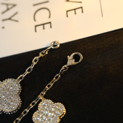 [ECHO ]CLOVER BRACELET 5 MOTIF SILVER DIAMOND PAVED