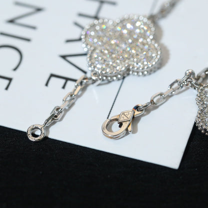 [ECHO ]CLOVER BRACELET 5 MOTIF SILVER DIAMOND PAVED