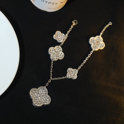 [ECHO ]CLOVER BRACELET 5 MOTIF SILVER DIAMOND PAVED