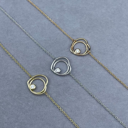 [ECHO ]HOLLOW HEART SINGLE DIAMOND BRACELET
