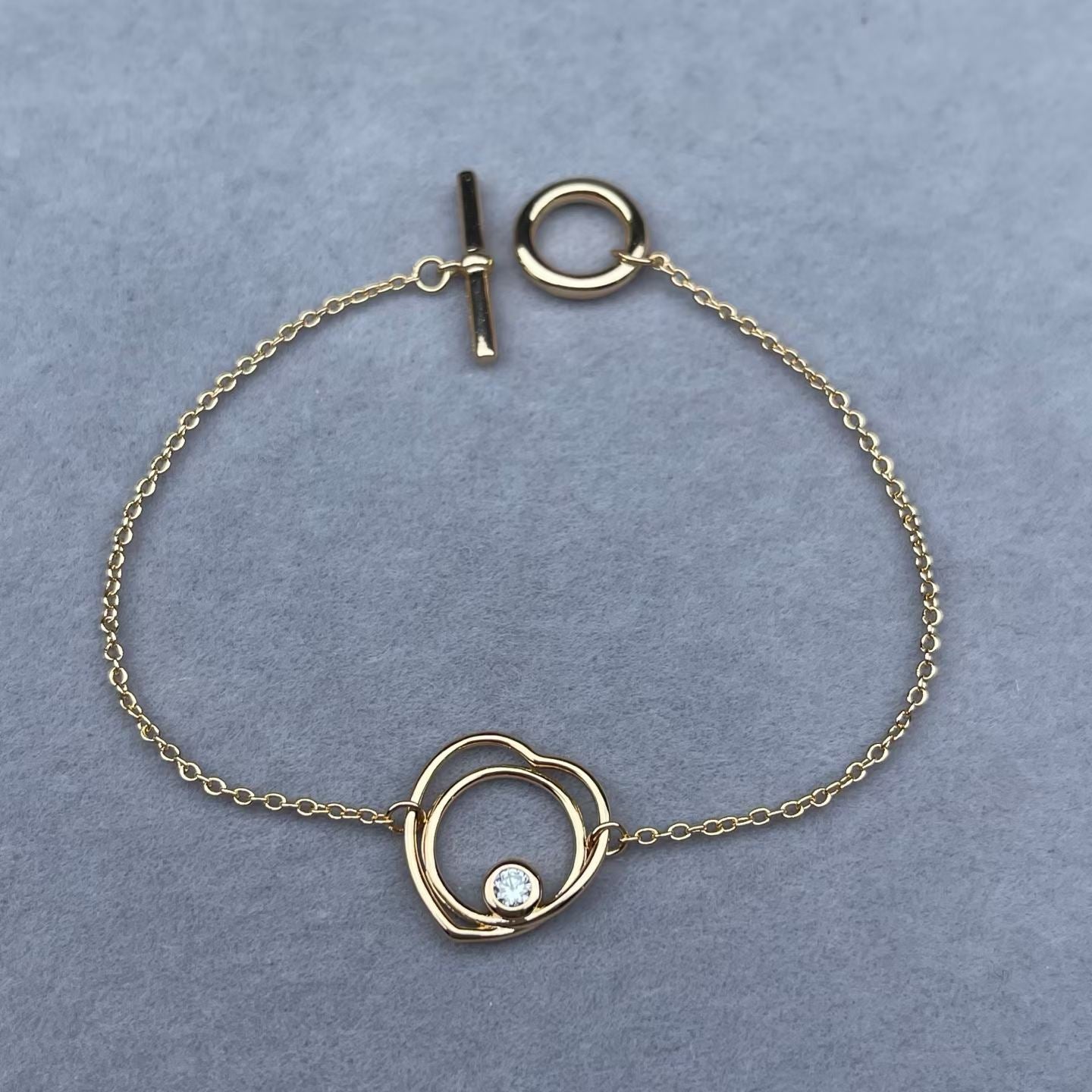 [ECHO ]HOLLOW HEART SINGLE DIAMOND BRACELET