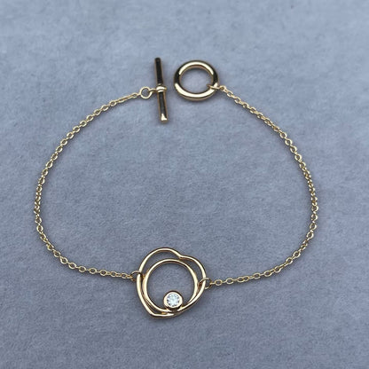 [ECHO ]HOLLOW HEART SINGLE DIAMOND BRACELET