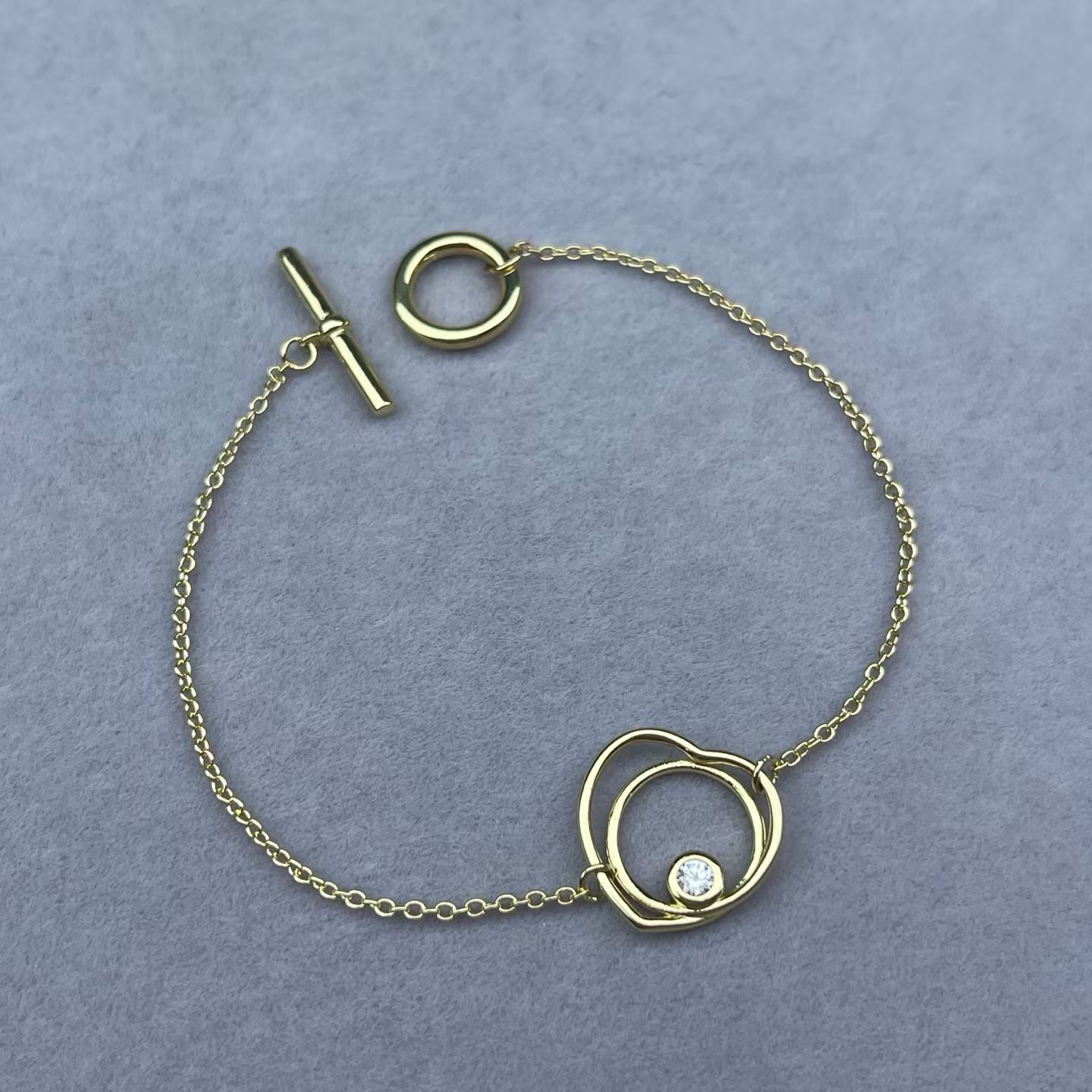 [ECHO ]HOLLOW HEART SINGLE DIAMOND BRACELET