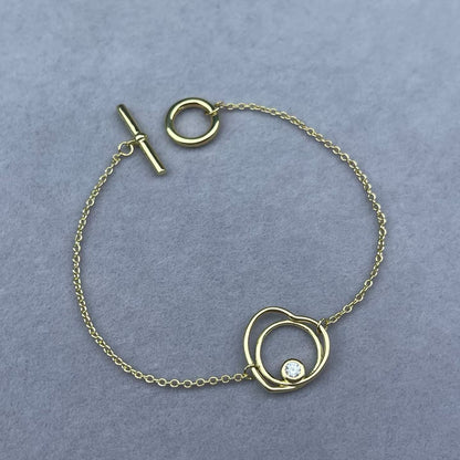 [ECHO ]HOLLOW HEART SINGLE DIAMOND BRACELET