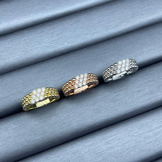 [ECHO ]CNARROW BEADED RING WITH DIAMONDS