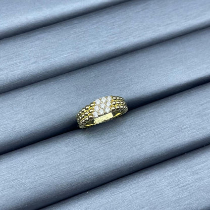 [ECHO ]CNARROW BEADED RING WITH DIAMONDS