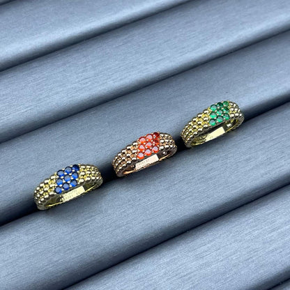 [ECHO ]CNARROW BEADED RING WITH DIAMONDS