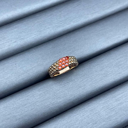 [ECHO ]CNARROW BEADED RING WITH DIAMONDS