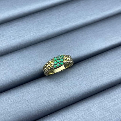 [ECHO ]CNARROW BEADED RING WITH DIAMONDS