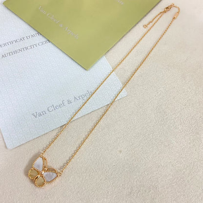 [ECHO ]NEW ROSE GOLD WHITE MOTHER OF PEARL BUTTERFLY NECKLACE