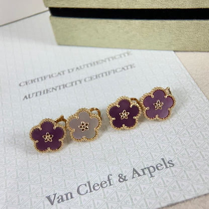 [ECHO ]NEW PURPLE PLUM FRAGRANCE PLUM BLOSSOM GOLD EARRINGS