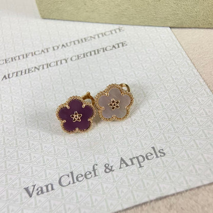 [ECHO ]NEW PURPLE PLUM FRAGRANCE PLUM BLOSSOM GOLD EARRINGS
