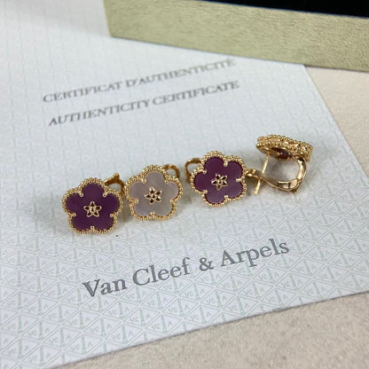 [ECHO ]NEW PURPLE PLUM FRAGRANCE PLUM BLOSSOM GOLD EARRINGS