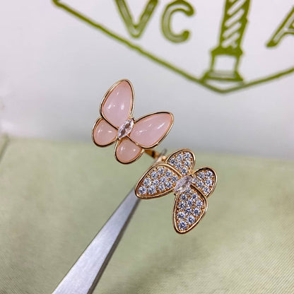 [ECHO ]TWIN BUTTERFLY NEW DIAMOND & PINK BUTTERFLY RING