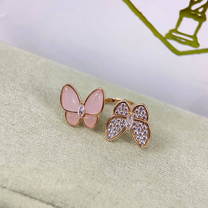[ECHO ]TWIN BUTTERFLY NEW DIAMOND & PINK BUTTERFLY RING