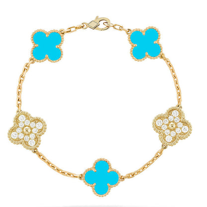 [ECHO ] CLOVER 5 MOTIF TURQUOISE BRACELET COLLECTION