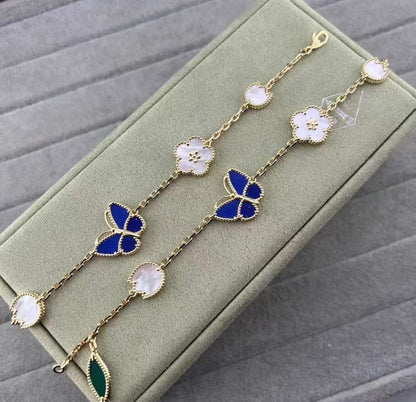 [ECHO ]LUCKY SPRING GOLD BLUESTONE WHITE MOTHER-OF-PEARL BRACELET
