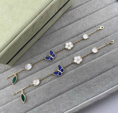 [ECHO ]LUCKY SPRING GOLD BLUESTONE WHITE MOTHER-OF-PEARL BRACELET