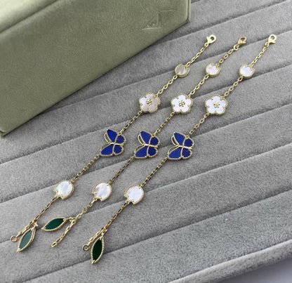 [ECHO ]LUCKY SPRING GOLD BLUESTONE WHITE MOTHER-OF-PEARL BRACELET