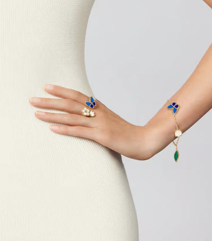 [ECHO ]LUCKY SPRING GOLD BLUESTONE WHITE MOTHER-OF-PEARL BRACELET