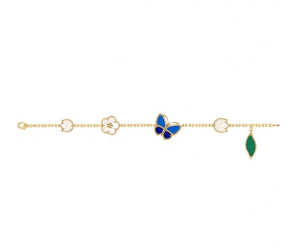 [ECHO ]LUCKY SPRING GOLD BLUESTONE WHITE MOTHER-OF-PEARL BRACELET