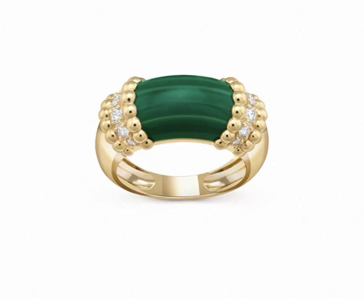 [ECHO]PERLEE COLLECTION 18K YELLOW GOLD MALACHITE DIAMOND RING