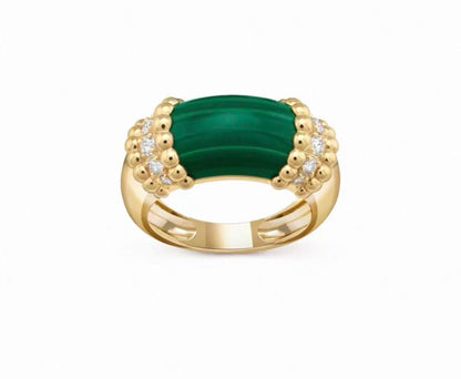 [ECHO]PERLEE COLLECTION 18K YELLOW GOLD MALACHITE DIAMOND RING