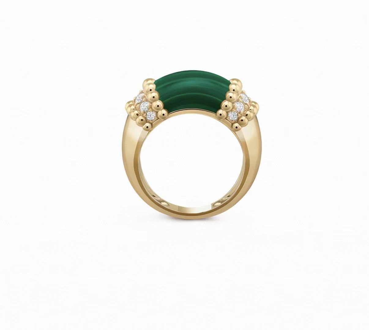 [ECHO]PERLEE COLLECTION 18K YELLOW GOLD MALACHITE DIAMOND RING