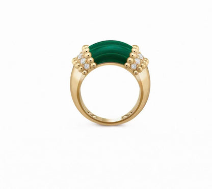 [ECHO]PERLEE COLLECTION 18K YELLOW GOLD MALACHITE DIAMOND RING