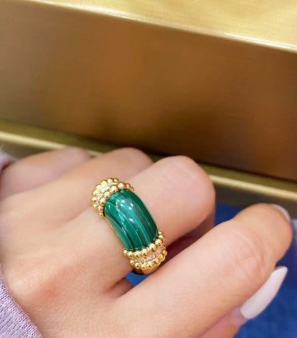 [ECHO]PERLEE COLLECTION 18K YELLOW GOLD MALACHITE DIAMOND RING