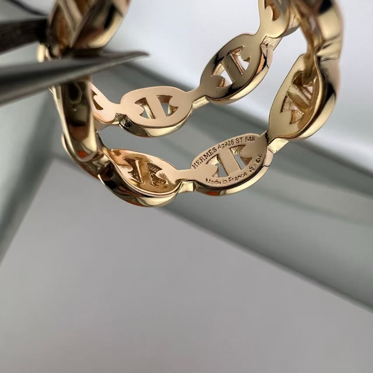 [ECHO ]GLOSSY FINISH SQUARE COMBINATION DOUBLE-LAYER PIG NOSE RING